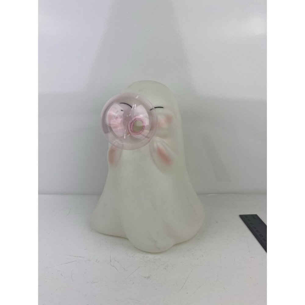 Eyes closed Blow Mold Ghost with Pink Bubble Cute Charming Whimsical Halloween